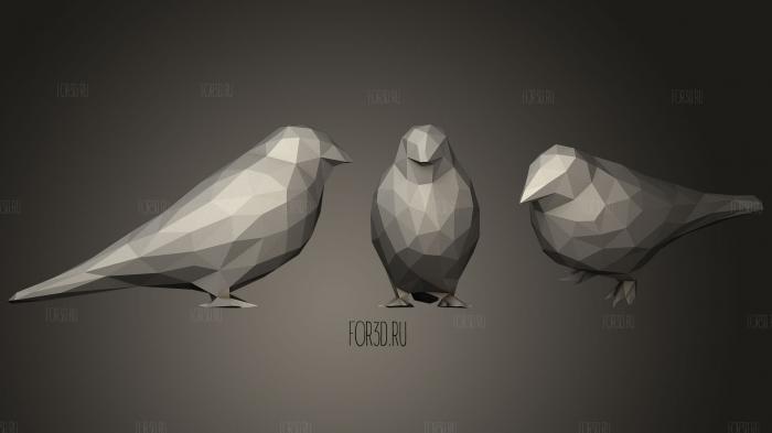 Low Poly Swallow stl model for CNC